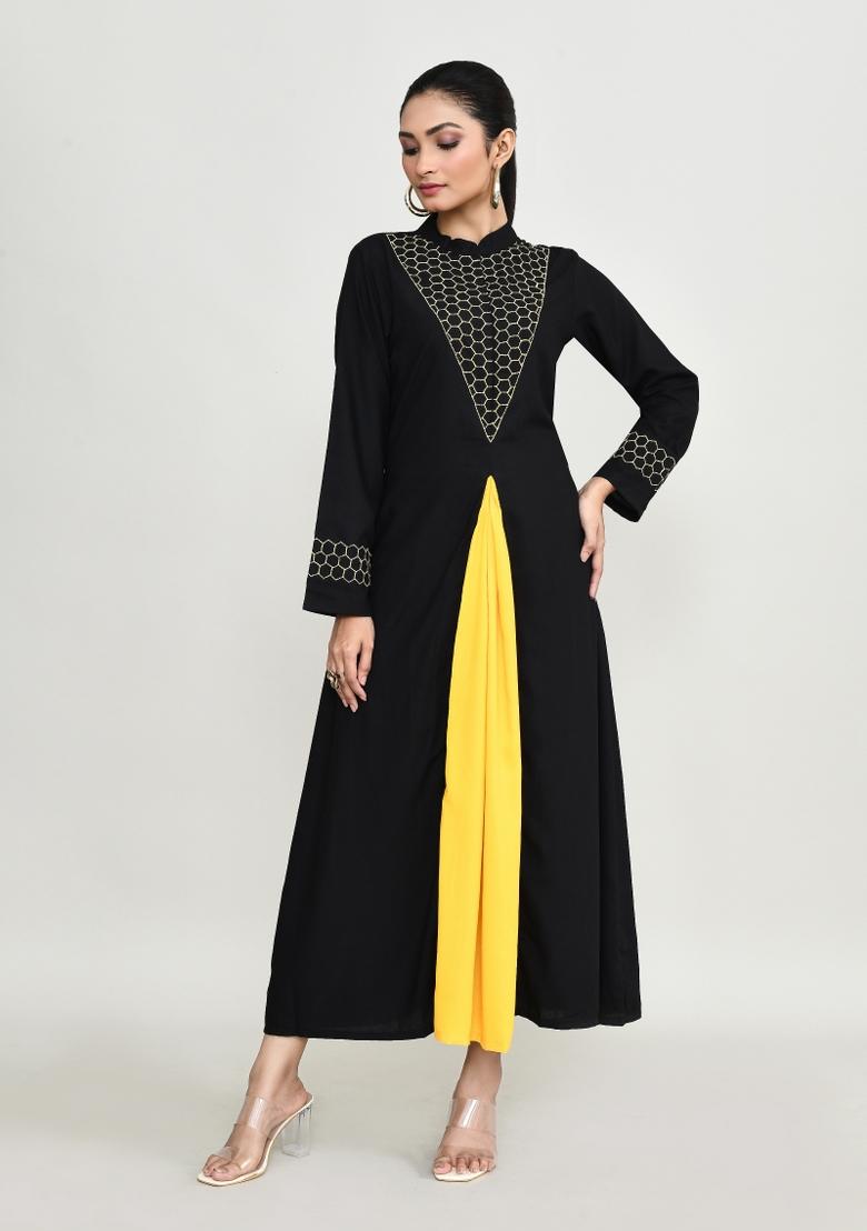 Black Embroidered Rayon Salwar Kameez