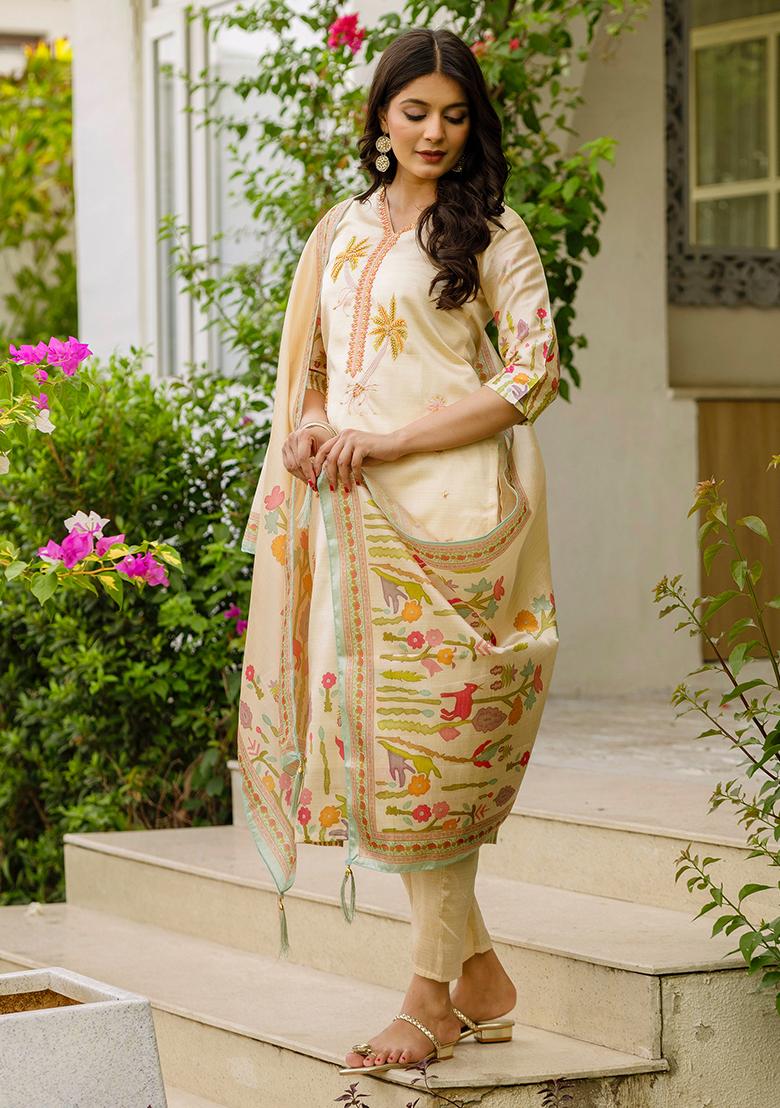 Chiku Viscose Embroidered Salwar Kameez With Dupptta