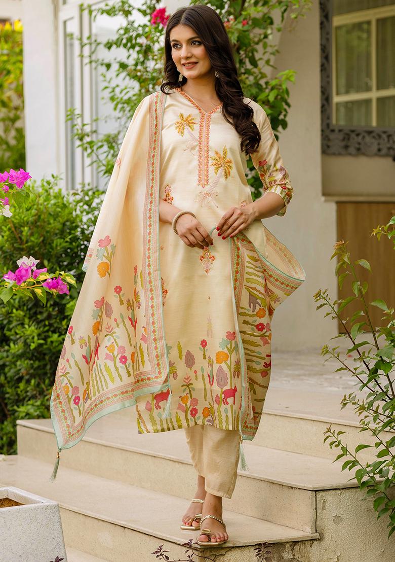 Chiku Viscose Embroidered Salwar Kameez With Dupptta