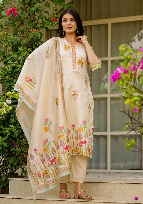 Chiku Viscose Embroidered Salwar Kameez With Dupptta