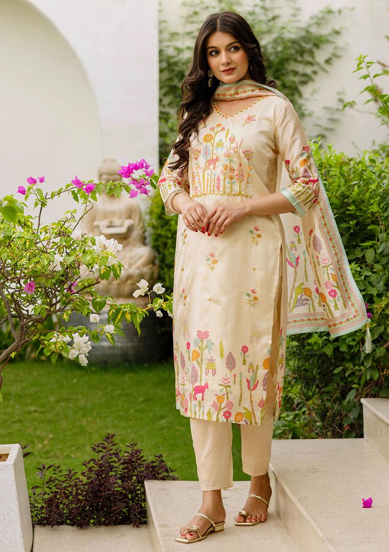 Chiku Viscose Embroidered Salwar Kameez With Dupptta