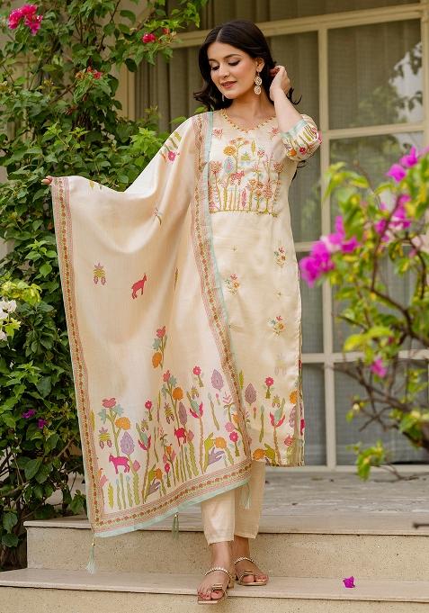 Chiku Viscose Embroidered Salwar Kameez With Dupptta