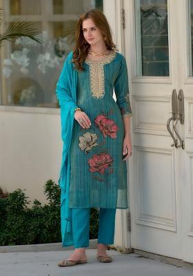 Rama Tissue Embroidered Salwar Kameez With Dupptta