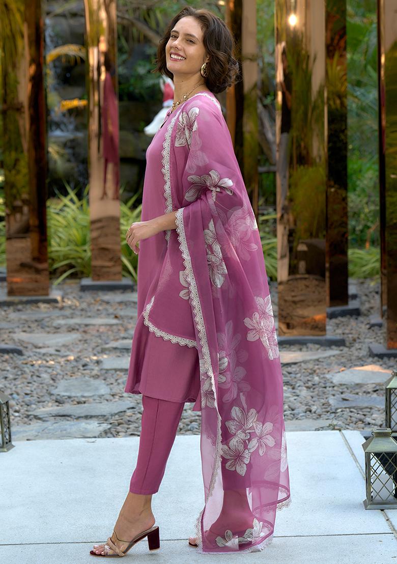 Pink Vatican Printed Salwar Kameez With Dupptta