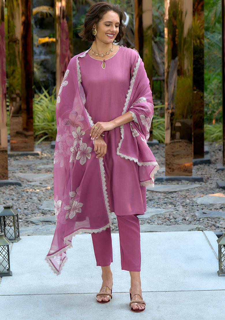 Pink Vatican Printed Salwar Kameez With Dupptta