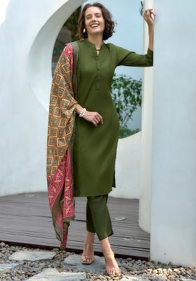 Green Vatican Printed Salwar Kameez With Dupptta