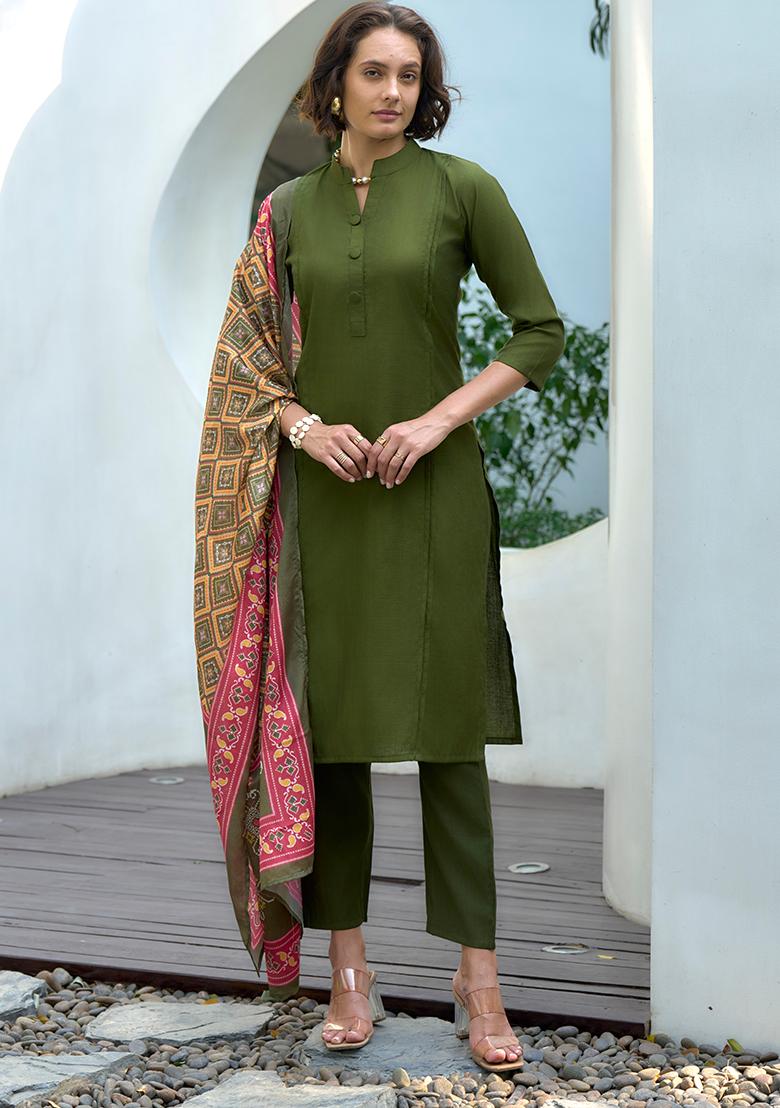 Green Vatican Printed Salwar Kameez With Dupptta