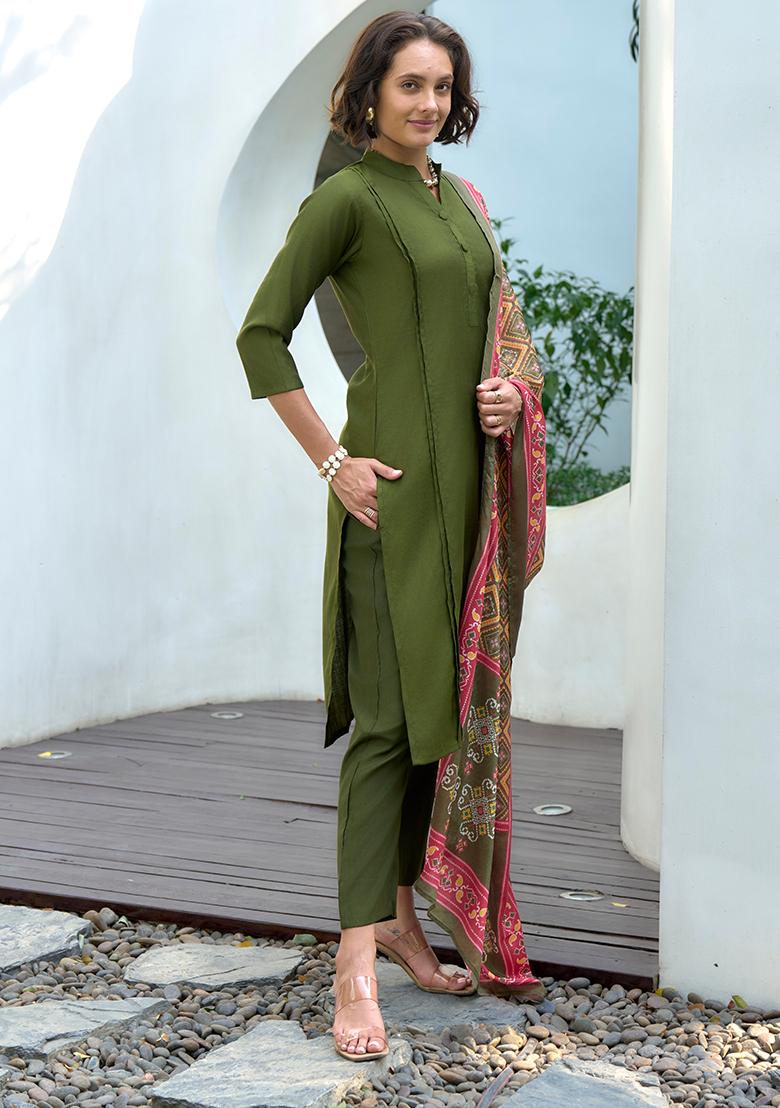 Green Vatican Printed Salwar Kameez With Dupptta