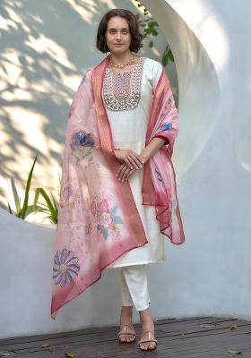 White Vatican Printed Salwar Kameez With Dupptta