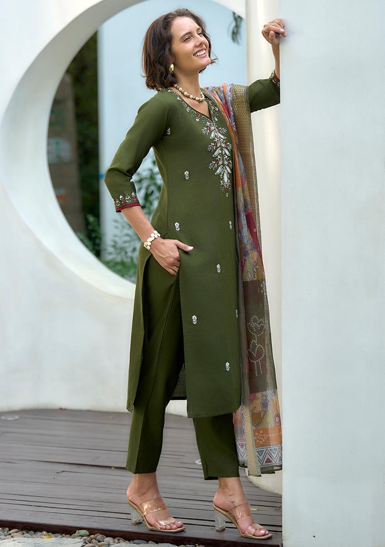 Green Vatican Printed Salwar Kameez With Dupptta