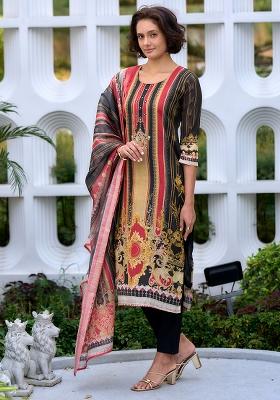 Multi Silk Printed Salwar Kameez With Dupptta