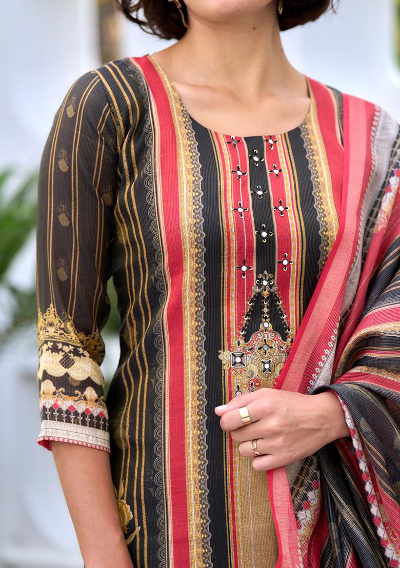 Multi Silk Printed Salwar Kameez With Dupptta