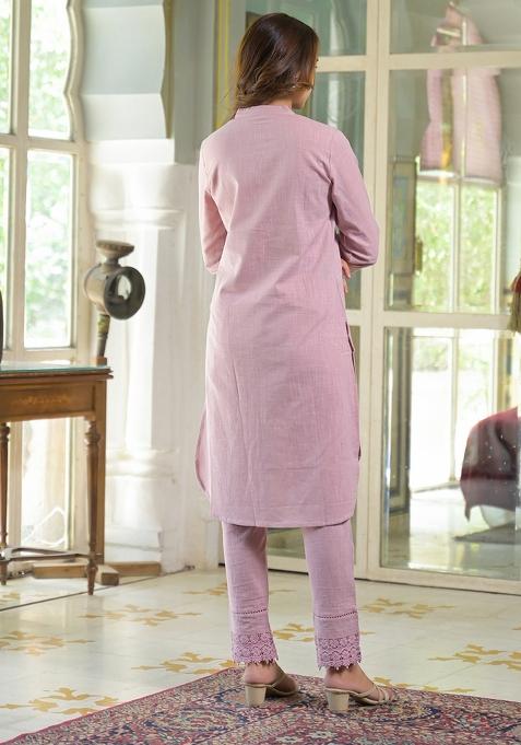 Light Pink embroidered Cotton Salwar Kameez