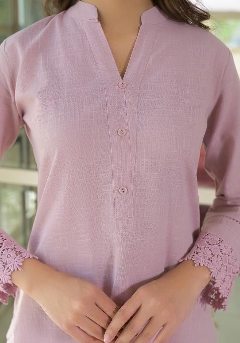 Light Pink embroidered Cotton Salwar Kameez