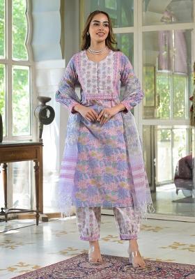 Pink embroidered Cotton Salwar Kameez With Dupatta