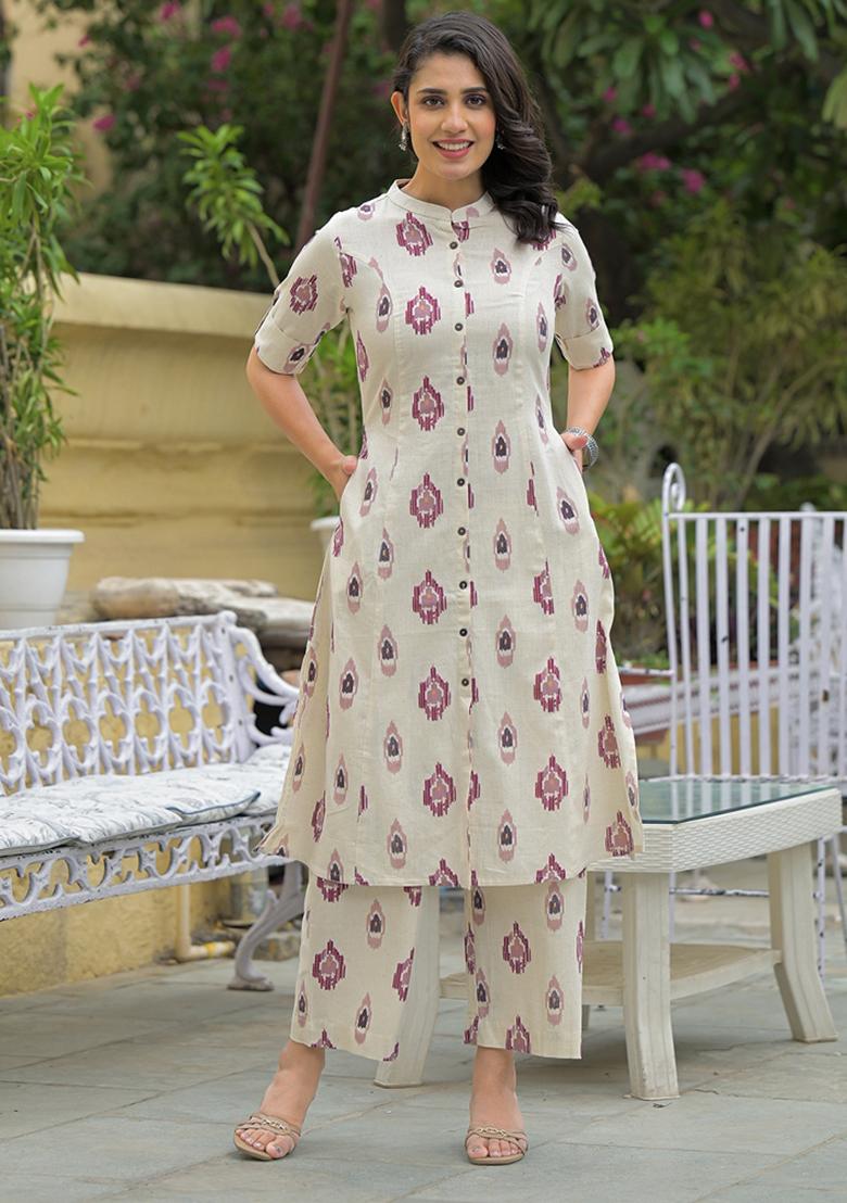 White embroidered Cotton Salwar Kameez