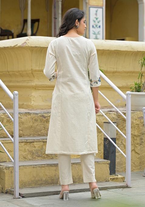 White embroidered Cotton Salwar Kameez