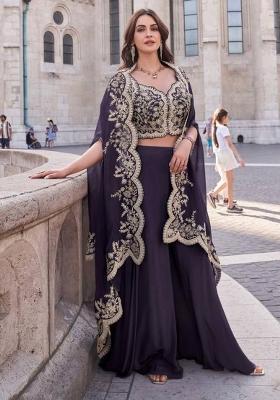 Purple Embroidered Silk Salwar Kameez