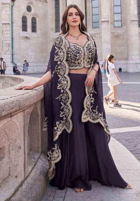 Purple Embroidered Silk Salwar Kameez