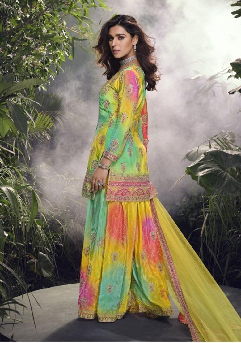 Multicolor Embroidered Silk Salwar Kameez