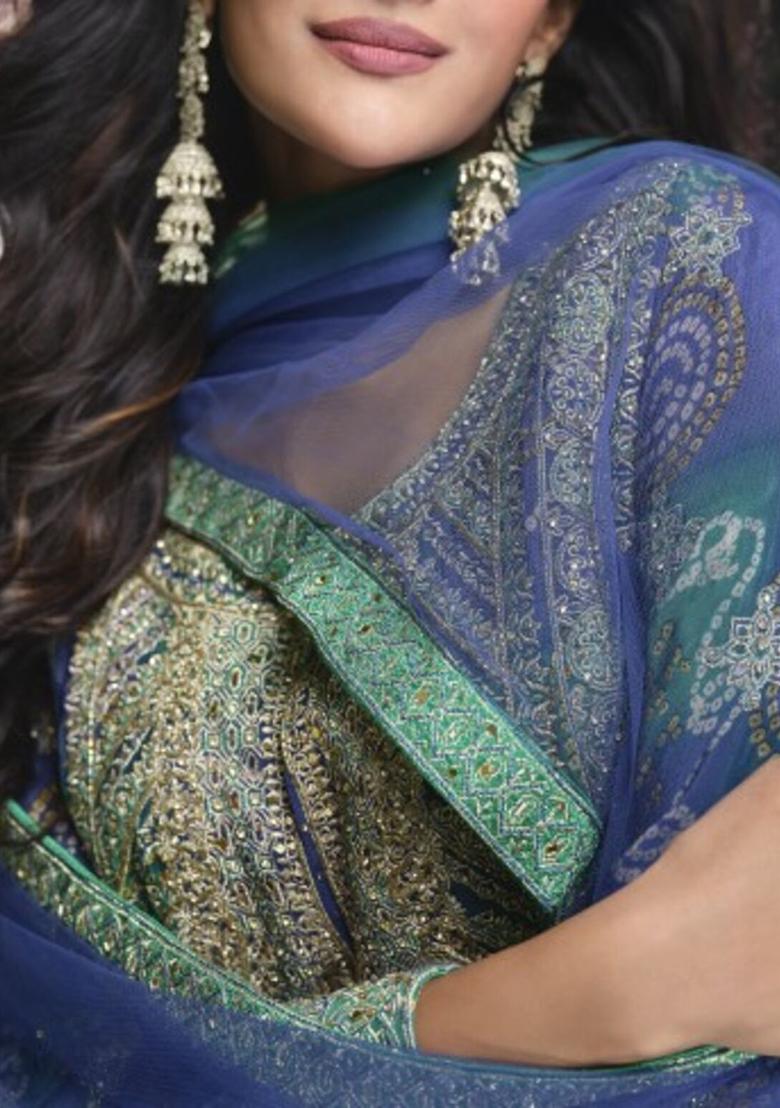 Multicolor Embroidered Silk Salwar Kameez