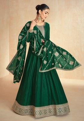 Green Embroidered Silk Salwar Kameez