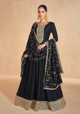 Black Embroidered Silk Salwar Kameez