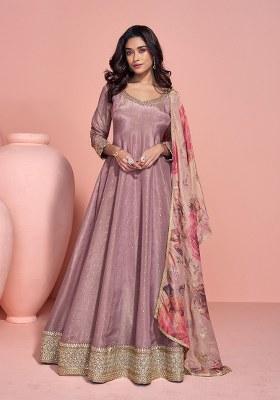 Rose Pink Embroidered Silk Salwar Kameez