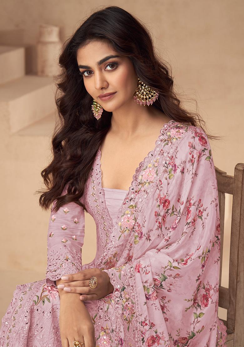 Pink Embroidered Silk Salwar Kameez