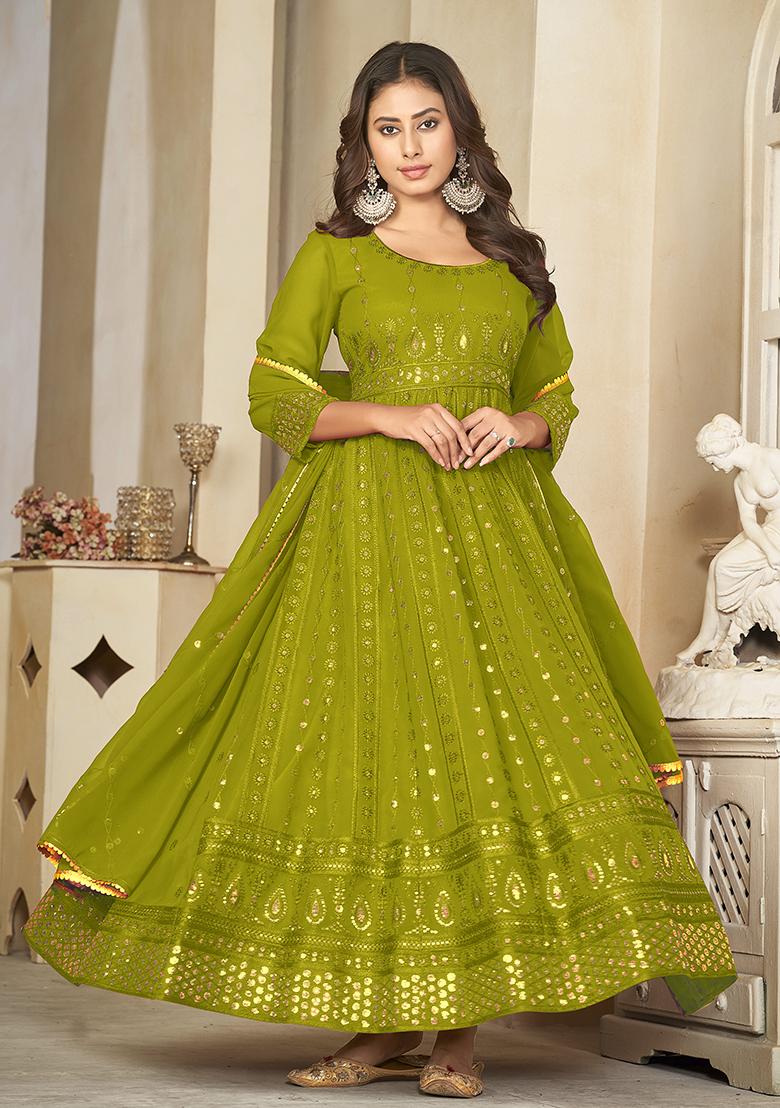 Light Green Georgette Embroidered Anarkali Set With Dupptta