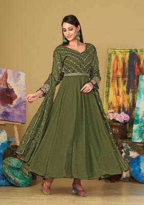 Light Green Georgette Embroidered Anarkali Set With Dupptta