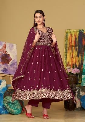 Pink Georgette Embroidered Anarkali Set With Dupptta