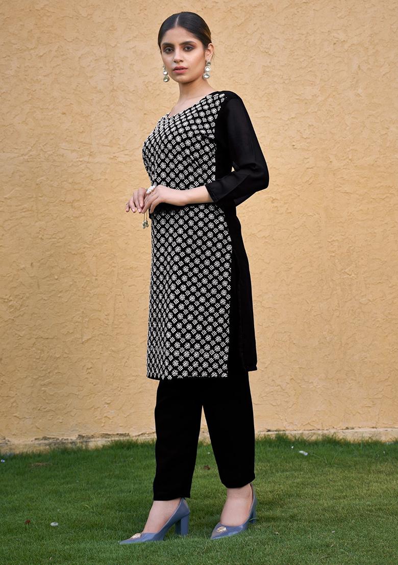 Black Georgette Embroidered Salwar Kameez