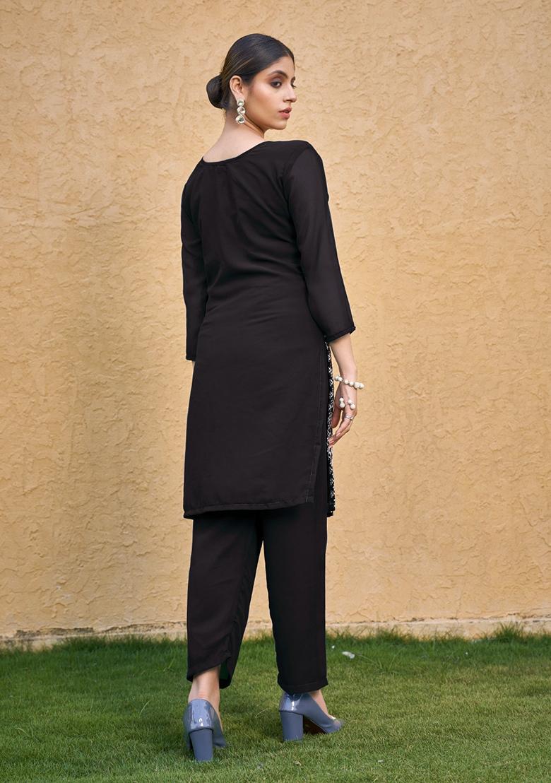 Coffee Georgette Embroidered Salwar Kameez