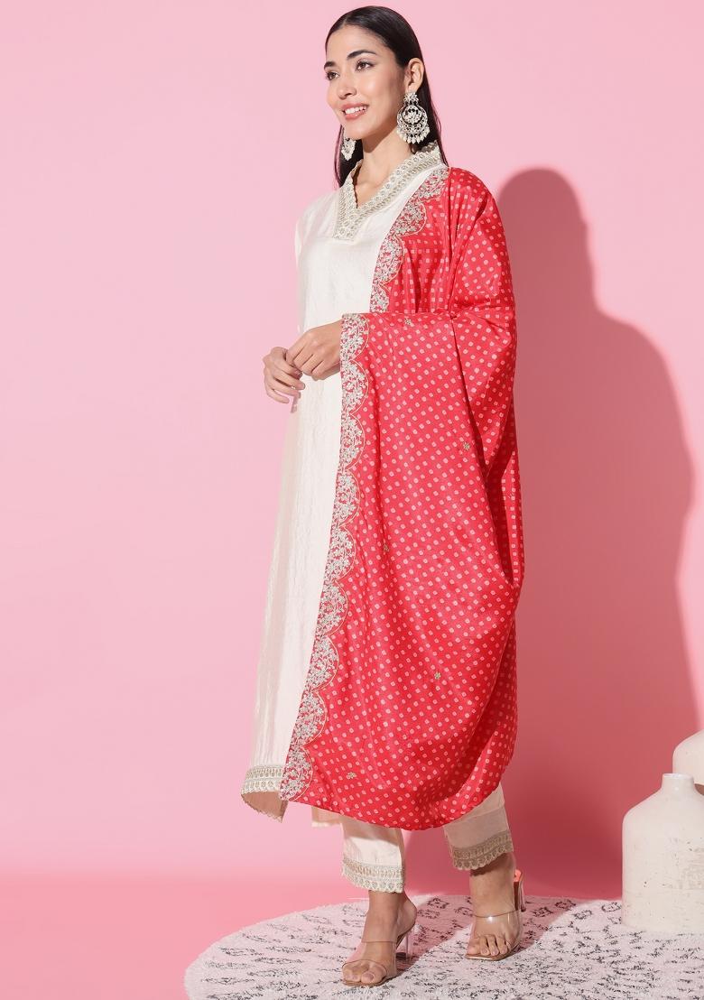 White Muslin Embroidered Kurta Set