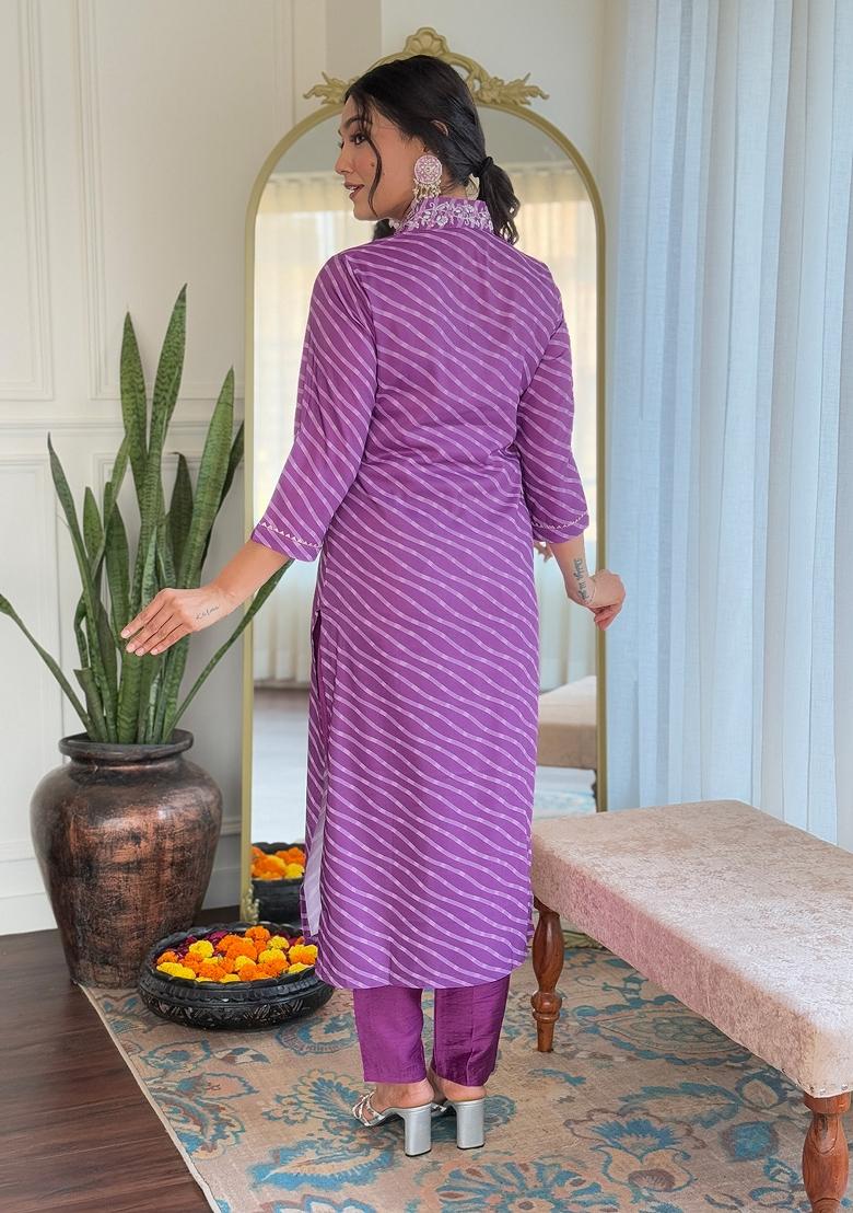 Pink Muslin Embroidered Kurta Set