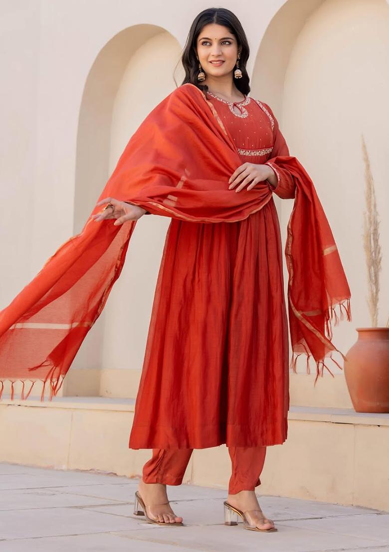 Black Viscose Embroidered Kurta Set