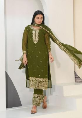 Green Georgette Embroidered Kurta Set