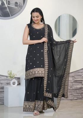 Black Georgette Embroidered Kurta Set