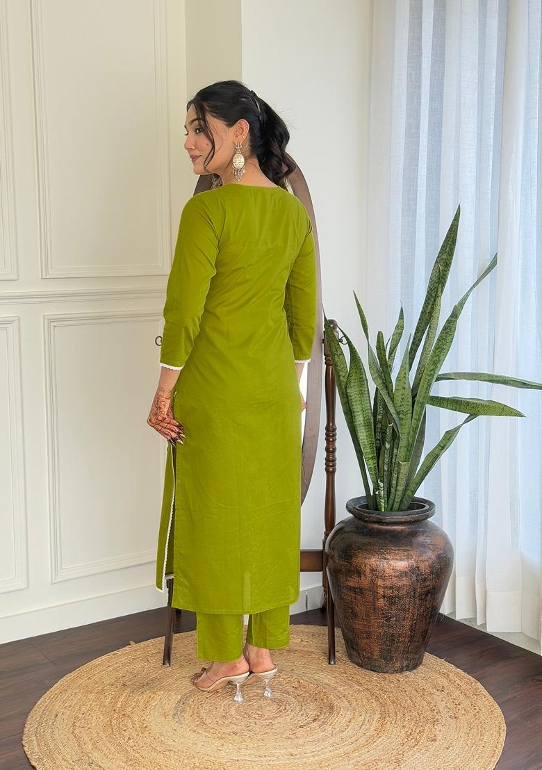 Purple Pure Cotton Chikankari Kurta Set