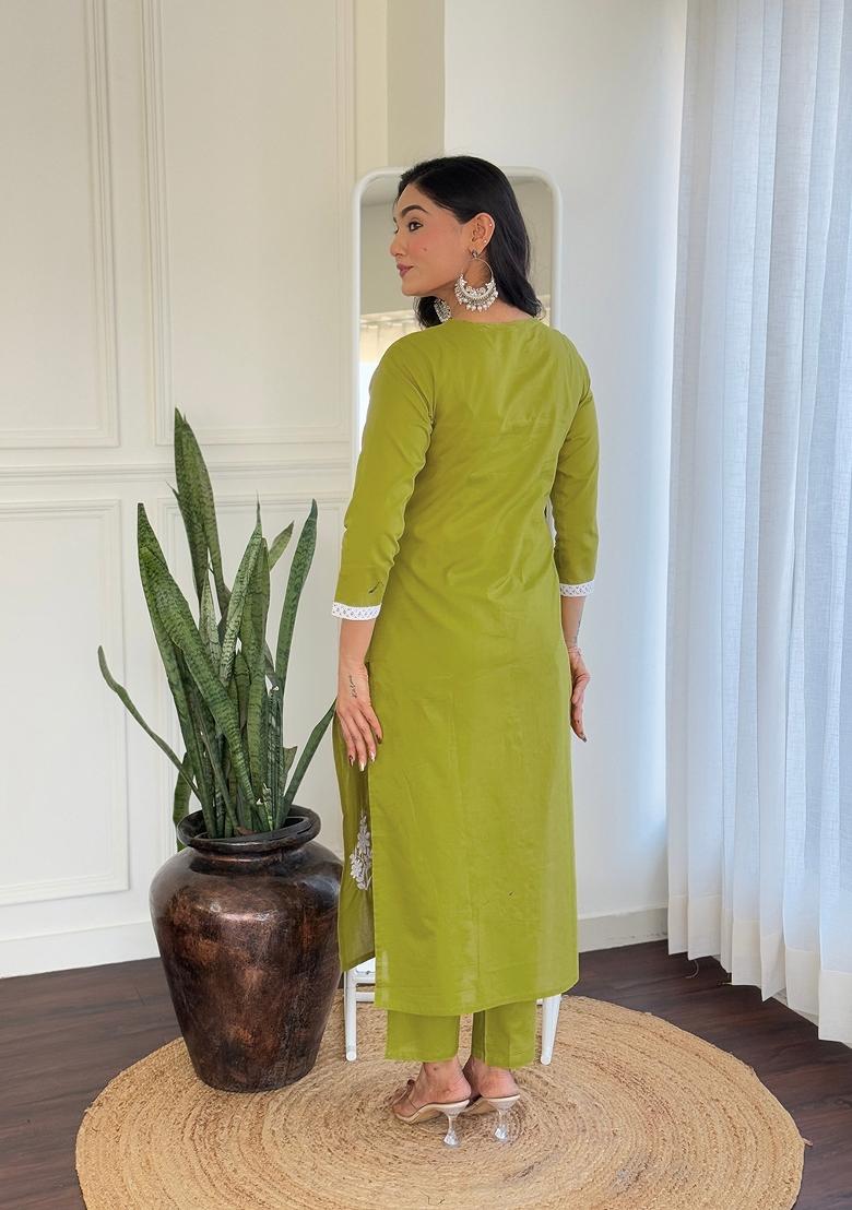 Purple Pure Cotton Chikankari Kurta Set