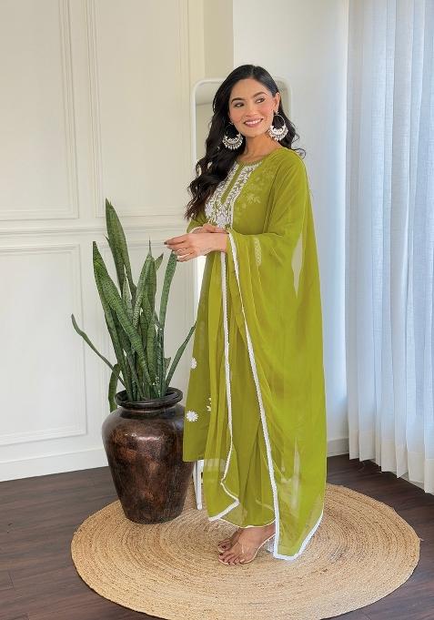 Purple Pure Cotton Chikankari Kurta Set