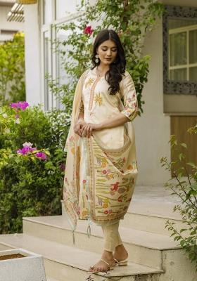 Brown Viscose Embroidered Kurta Set