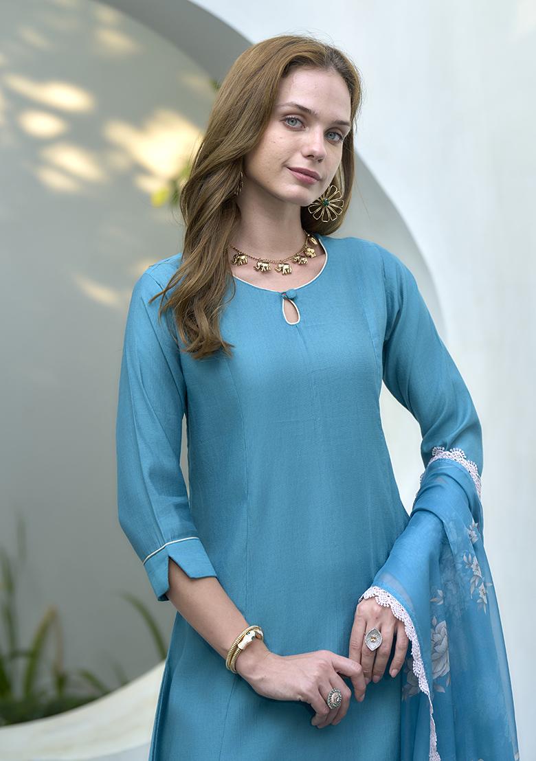 Blue Vatican Printed Kurta Set