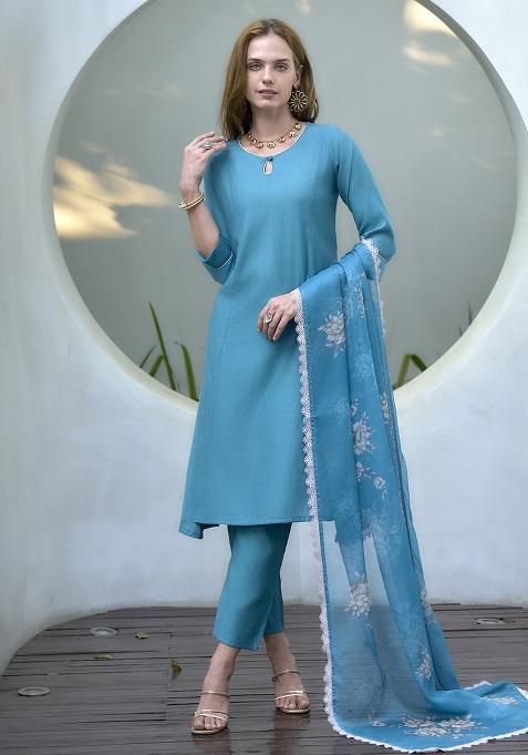 Blue Vatican Printed Kurta Set