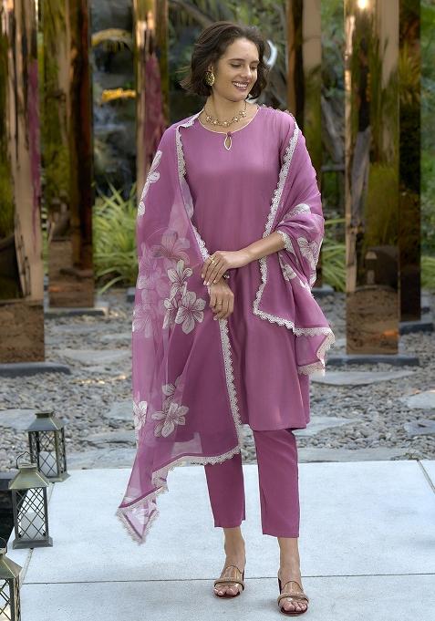 Pink Vatican Printed Kurta Set