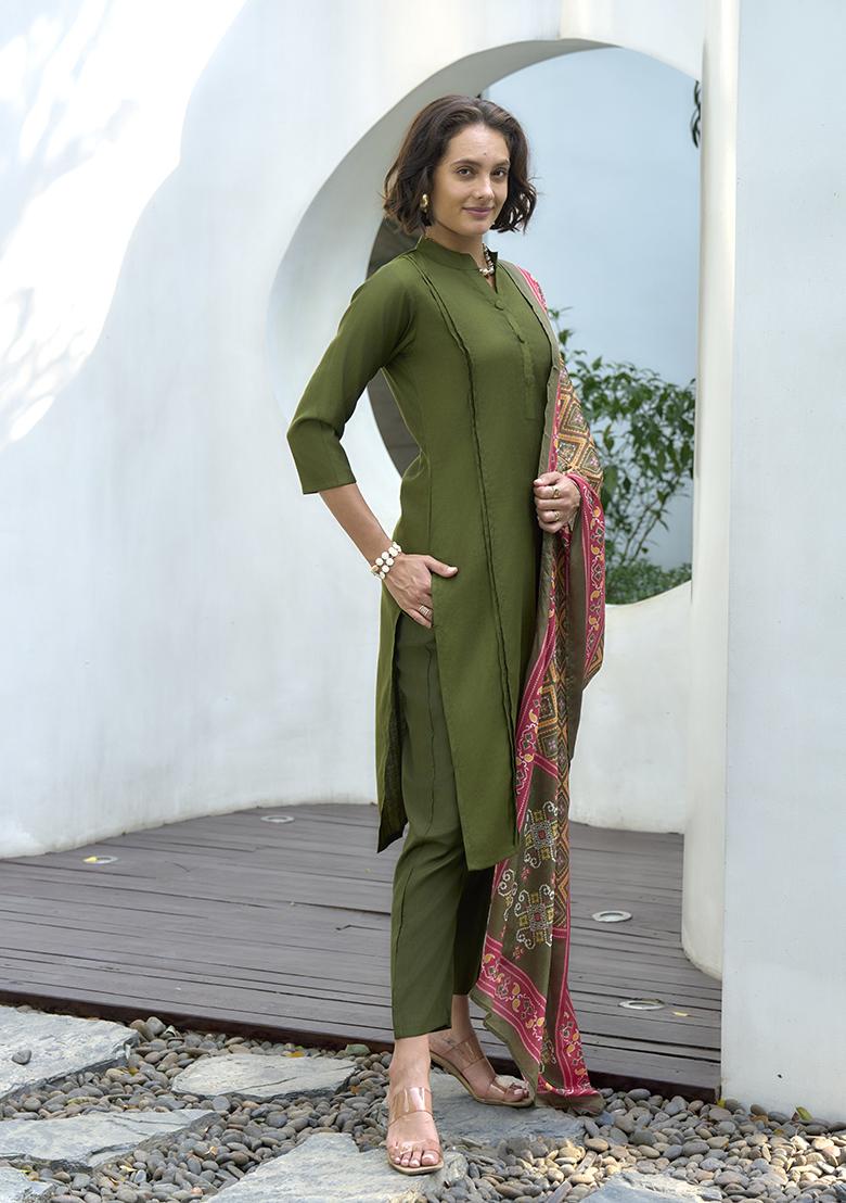 Green Vatican Printed Kurta Set
