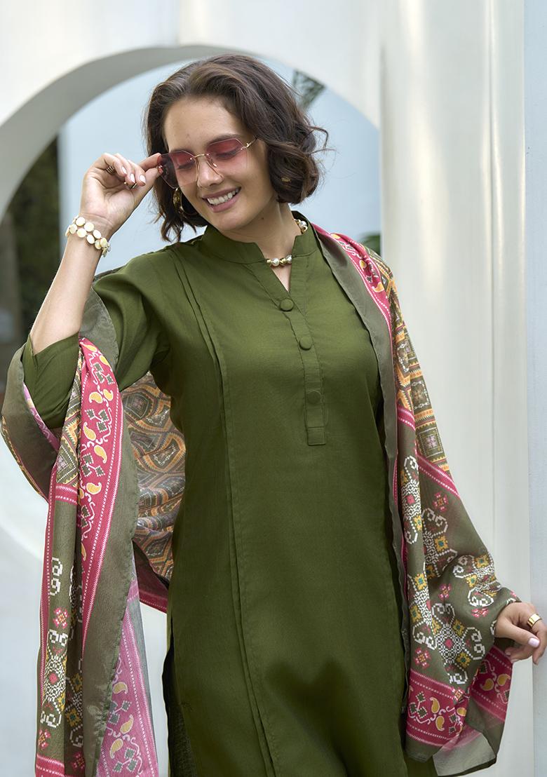 Green Vatican Printed Kurta Set