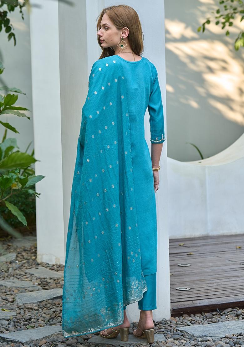 Blue Vatican Embroidered Kurta Set