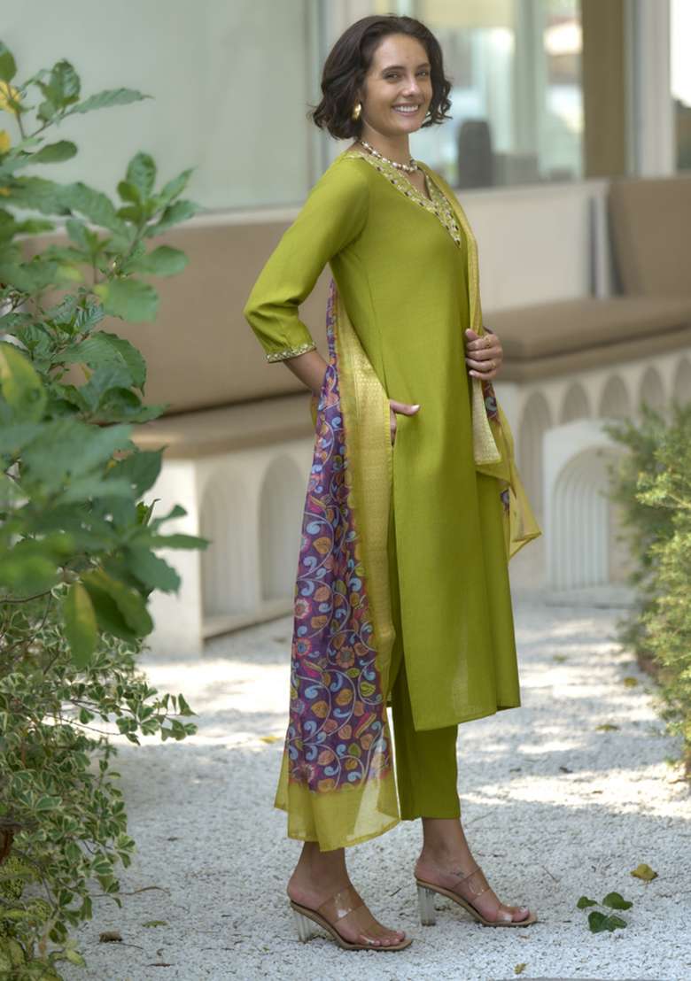 Purple Vatican Printed Kurta Set - Indya